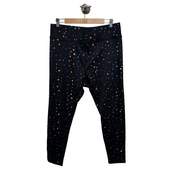 Terez Pants - Terez Womens Plus Size 2X Black Mini Star Foil Print Wide Waistband Leggings NEW
